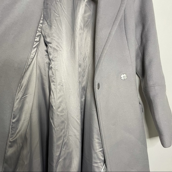 grey luxury wool blend coat with faux fur trim - EVERNEW MELBOURNE (H&M) - Picture 8 of 12